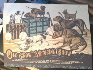 Rare Old Crow Medicine Show 2014 Poster By Status Serigraph 8 Dogs 8 Banjos Ocms