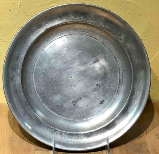 Large Antique American Pewter Plate,  Communion Dish,  Reed & Barton,  C.  1845
