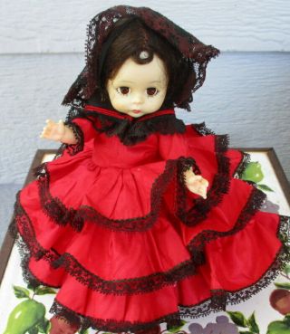 Vintage Rare Madame Alexander 8 " Doll " Spanish Girl " 3 - Rows Of Ruffles On Dress