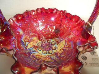 Very Rare Fenton Signed Carnival Glass Basket With Swing Tag 10 Tom Fenton Sign