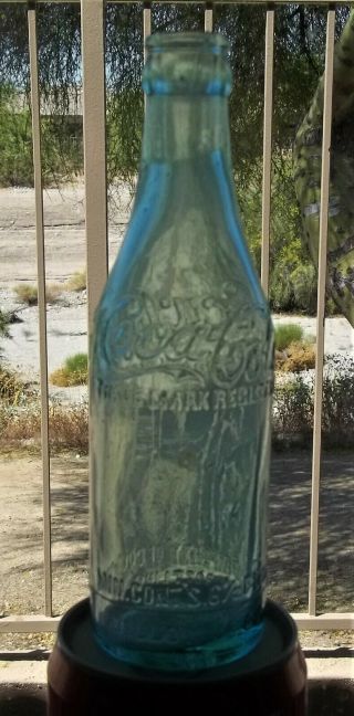 C1900’s Rare Coca Cola Straight Sided Aqua Script Crown Top Bottle Dillon Sc