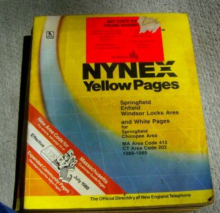 Rare Phone Book 1988 Nynex Yellow Pages Reference Genealogy Springfield Ma Ct
