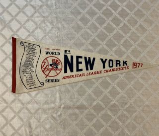 Rare Vintage Mlb York Yankees 1977 American League Champions Pennant Flag