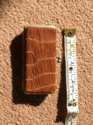 Antique Brown Leather/metal Stamp Case