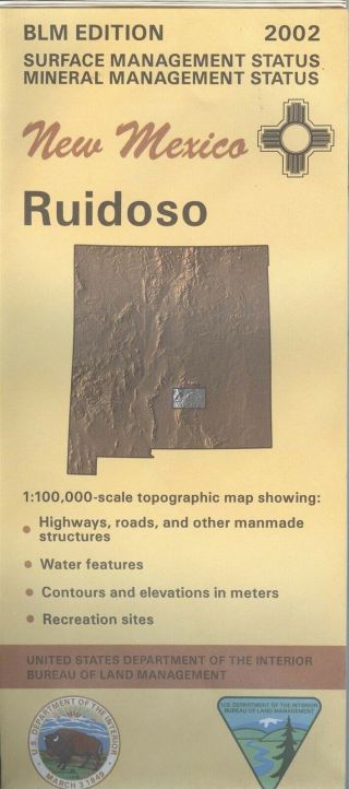 Usgs Blm Edition Topographic Map Mexico Ruidoso 2002 Mineral