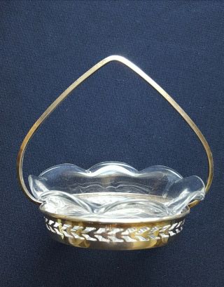 Vintage Crystal And Sterling Silver Handled Small Dish,  Server Wallace