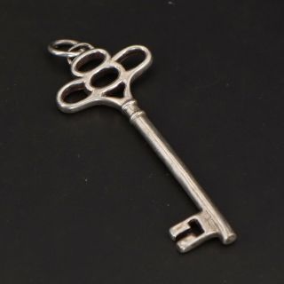 Vtg Sterling Silver - Antique Skeleton Key Solid Pendant - 5g