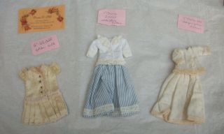 Artist Denise Hillman Antique Costuming Mignonette Victorian 6 " Doll 3 Outfits