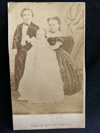 Rare Antique 1860’s Cdv Photo - Tom Thumb And Family - Wife & Son