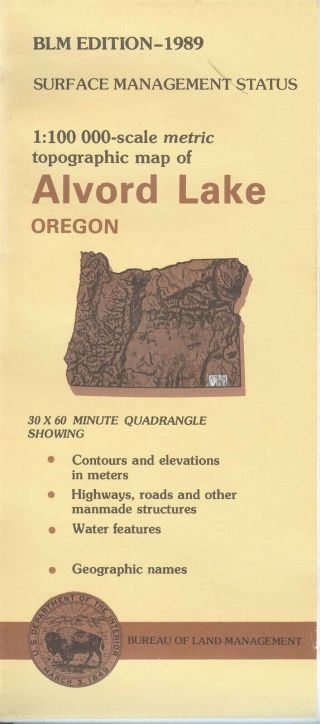 Usgs Blm Edition Topographic Map Oregon Alvord Lake 1989