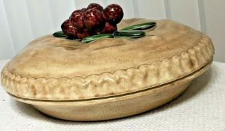 Rare Berry Basket Lidded Ceramic Pie Or Cake Plate Dessert Holder