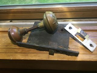 Antique Vintage Brass Victorian Door Knob Lock Set - No Key