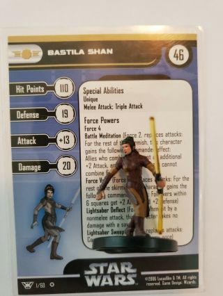 Bastila Shan - 01 Star Wars Miniatures » Champions Of The Force Very Rare