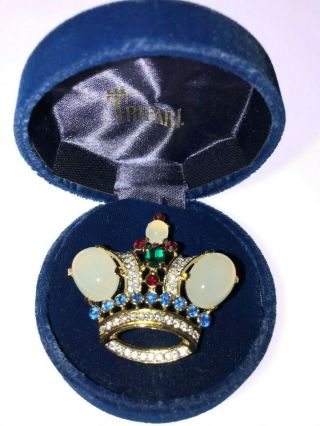 Rare Crown Trifari Jelly Belly Royal Crown Pin Brooch 1988