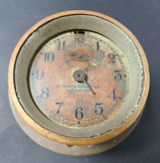 Antique Brass Clock Stewart Clark Seth Thomas Phinney Dash Auto Car Accessory Nr