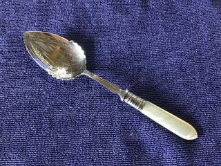 Antique Vintage Ep Silver Plated 7“ Jam Preserve Spoon Mother Of Pearl Handle