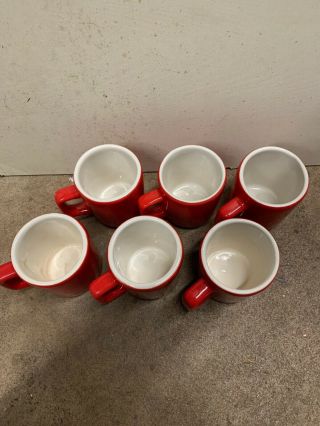 6 Vintage DCC USA Heavy Ceramic Restaurant Diner Ware Mugs Cups Red RARE 3