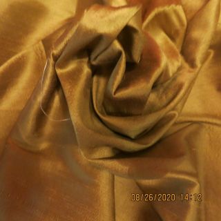 Vgt Silk Antique Deep Gold Color Antique French German Doll Dress,  30 " X12 "