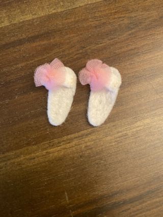 Vintage Barbie Slippers White With Pink Flower