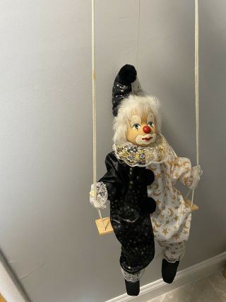 Vintage Clown Marionette Circus Antique Rare Porcelain Head 30” Collectible