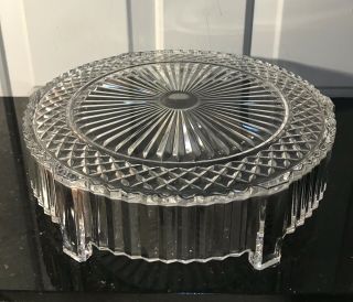 Vintage Rare Faceted Starburst Czech Crystal 12” Plateau Cake Plate Stand
