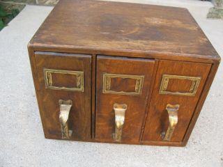 Vintage 3 Drawer Wood Card File Cabinet Yawman And Erbe Mfg.  Co.  Rochester,  Ny