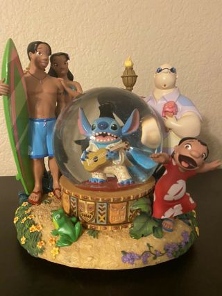 Disney Lilo And Stitch As Elvis Musical Aloha Oe Snow Globe Rare