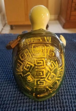 Enesco Vintage Winking Ceramic Turtle Bank - Rare With Lock,  no key,  7 