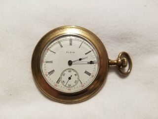 Antique Elgin Pocket Watch 6s 7j Open Face 1913