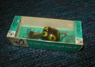 Vintage Weber Tackle Company Flip - Frog Fishing Lure Brown Nos Unfished