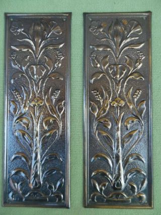 2 X Edwardian Pressed Metal Brass / Copper Plated Finger Plates / Old Stock