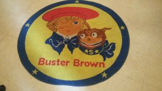 Vintage Buster Brown Shoe Store 45 " Advertising Rug Round Rare Mohawk Brand