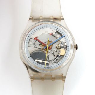 Rare Vintage 1985 Swatch Jelly Fish Gk100 Watch W/ Thin Hands Gk 100 Skeleton