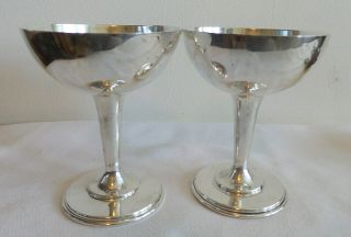 Two Rare Mid Century Avalos Mexico Sterling Silver Wine Glasses 4 1/2 " H