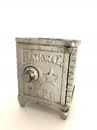 Antique National Safe Coin Piggy Bank Collectible Safe Vintage Piggy Bank Opens