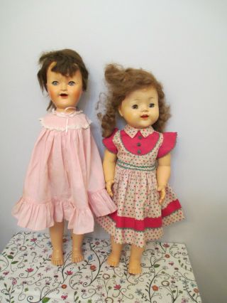 Two All Hard Plastic Dressed Vintage Dolls,  Ideal Doll,  Need Tlc Or
