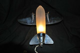 Rare Vintage,  Art Deco Aeroplane Lamp By Sarsaparilla Deco Designs