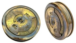 Nautical Brass Antique 40 Years Calendar Pocket Compass With Robert Frost Poem