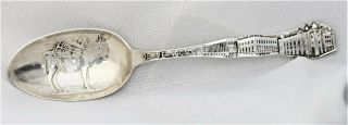 Antique Denver Colorado City Scape Handle Donkey Sterling Silver Souvenir Spoon