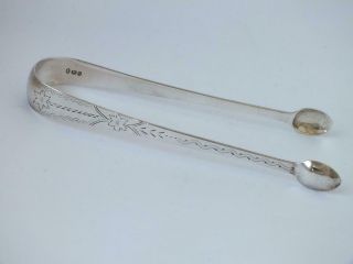 Antique Georgian Bright Cut Sterling Silver Sugar Tongs 1793 Ib/ 13.  8cm