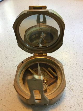 Heavy Antique Brass Compass Made By Stanley Of London 3