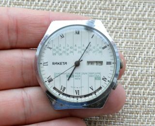 Watch Ussr Raketa 2628 H Perpetual Calendar Mechanical Vintage Wristwatch Rare