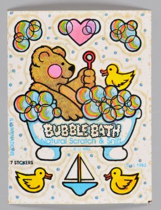 Rare Vintage 1983 Illuminations Scratch & Sniff Bubble Bath Sticker Sheet