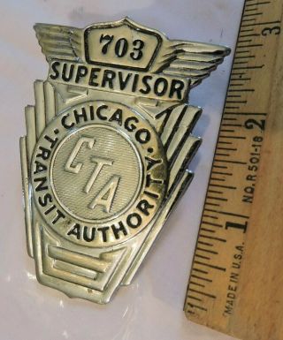 Rare 1950s Cta Chicago Transit Authority Supervisor Badge 703 Subway