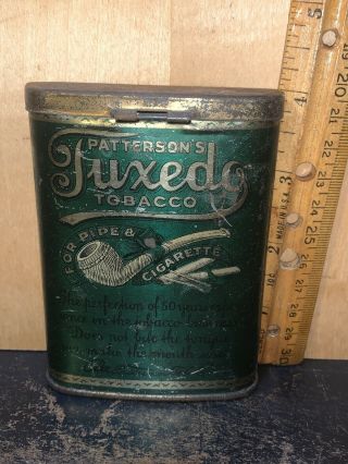 Antique Tuxedo Tobacco Tin Litho Vertical Pocket Can.