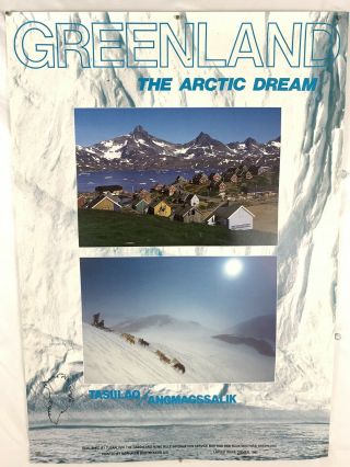 1980s Travel Poster 24x33 Colorful Image Thick Greenland Government Tourism Rare