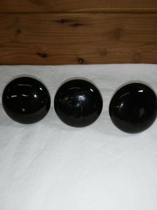 3 Matching Vintage Black Glass Door Knobs/handles 2 1/8 "