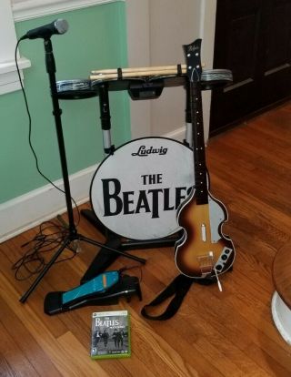 Rare Xbox 360 The Beatles Rock Band Limited Edition Premium Bundle W/ Game