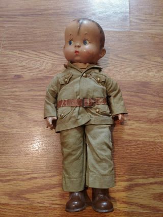 Rare Vintage Effanbee Skippy Composition Doll 1943 Wwii Army Uniform