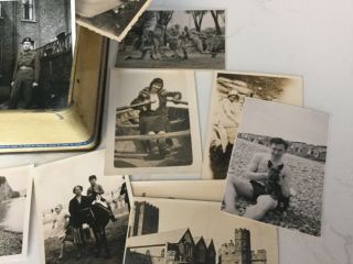 Antique and vintage black and white photos in antique tin 3